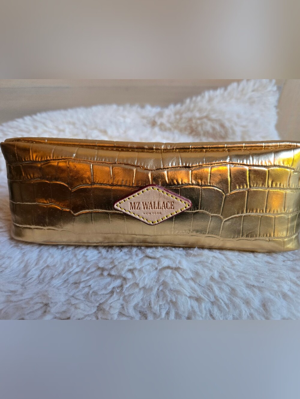 NWT MZ Wallace LEATHER Gold Croc Effect Medium Luna Cosmetic - Picture 5 of 9